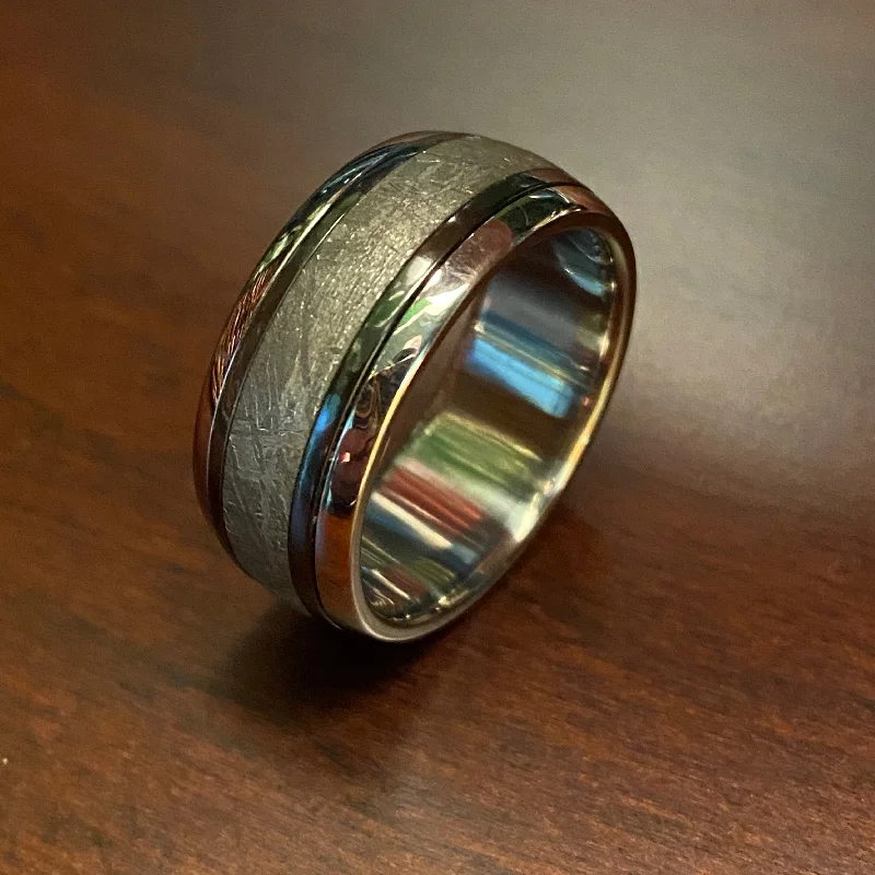 Titanium Rings with a Laser - Cut Openwork PatternMeteorite Ticonium