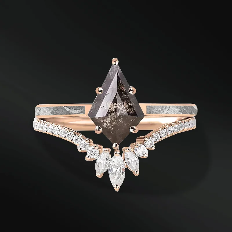 Floral - Patterned Women's Rings in 18K Yellow Gold for a Feminine LookAZEELIA - 14K GOLD ENGAGEMENT RING SET - NATURAL METEORITE AND KITE GALAXY DIAMOND RINGS Floral - Patterned Women's Rings in 18K Yellow Gold for a Feminine LookAZEELIA - 14K GOLD ENGAGEMENT RING SET - NATURAL METEORITE AND KITE GALAXY DIAMOND RINGS