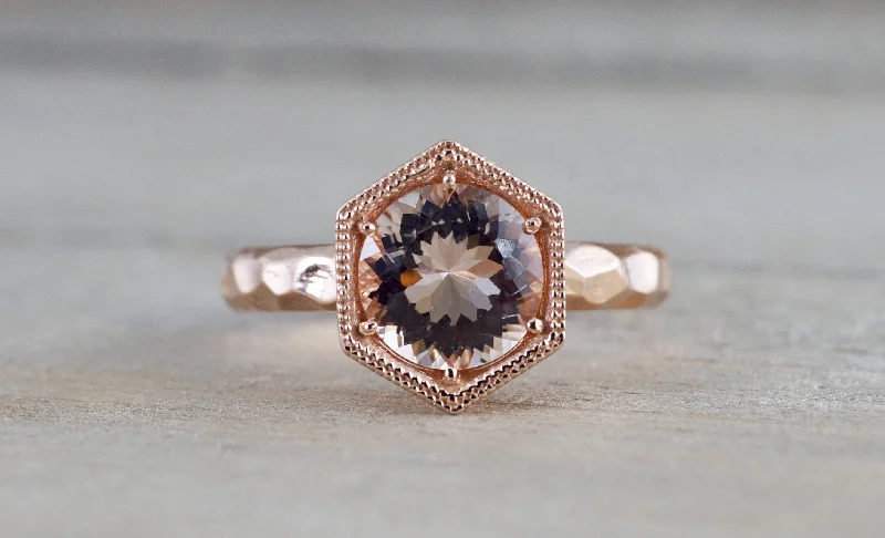 Men's glow - in - the - dark rings for a fun effectHexagon Morganite Ring