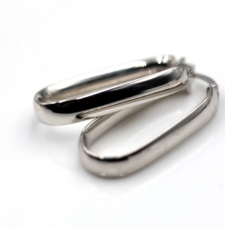 Huggie hoop earringsSterling Silver 925 Lightweight Fancy Oval Hoop Earrings