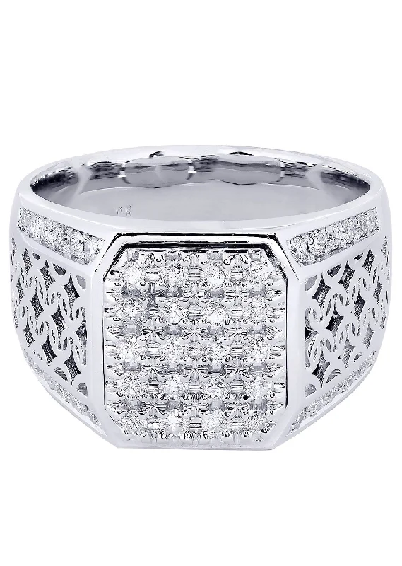 Tennis - Style Women's Diamond Rings with a Continuous Row of Diamonds for a Classic and Versatile LookWhite Gold Mens Diamond Ring| 0.84 Carats| 14.01 Grams