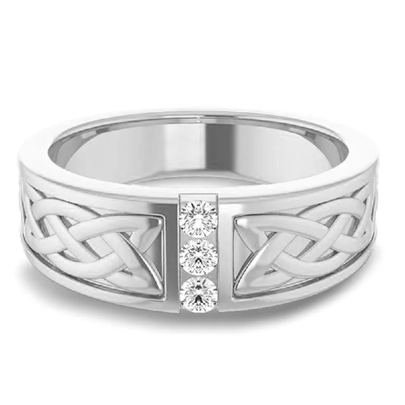 Men's laser - engraved rings with custom messagesCeltic Knot Design 0.20 ctw Round Diamond Men's Ring Men's laser - engraved rings with custom messagesCeltic Knot Design 0.20 ctw Round Diamond Men's Ring