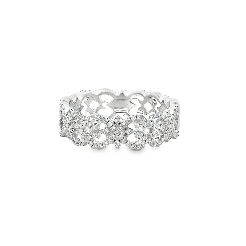 Heart - shaped diamond engagement ring with a hidden halo in 14K rose goldOpenwork Diamond Band in 18k White Gold Heart - shaped diamond engagement ring with a hidden halo in 14K rose goldOpenwork Diamond Band in 18k White Gold