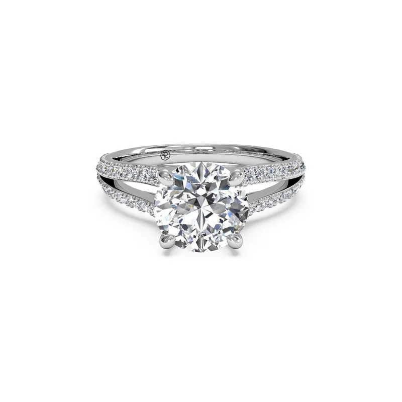 Men's Diamond Engagement Rings with Platinum Band and Halo Setting for a Luxury ProposalSplit-Shank French-Set Round Brilliant Diamond Engagement Ring