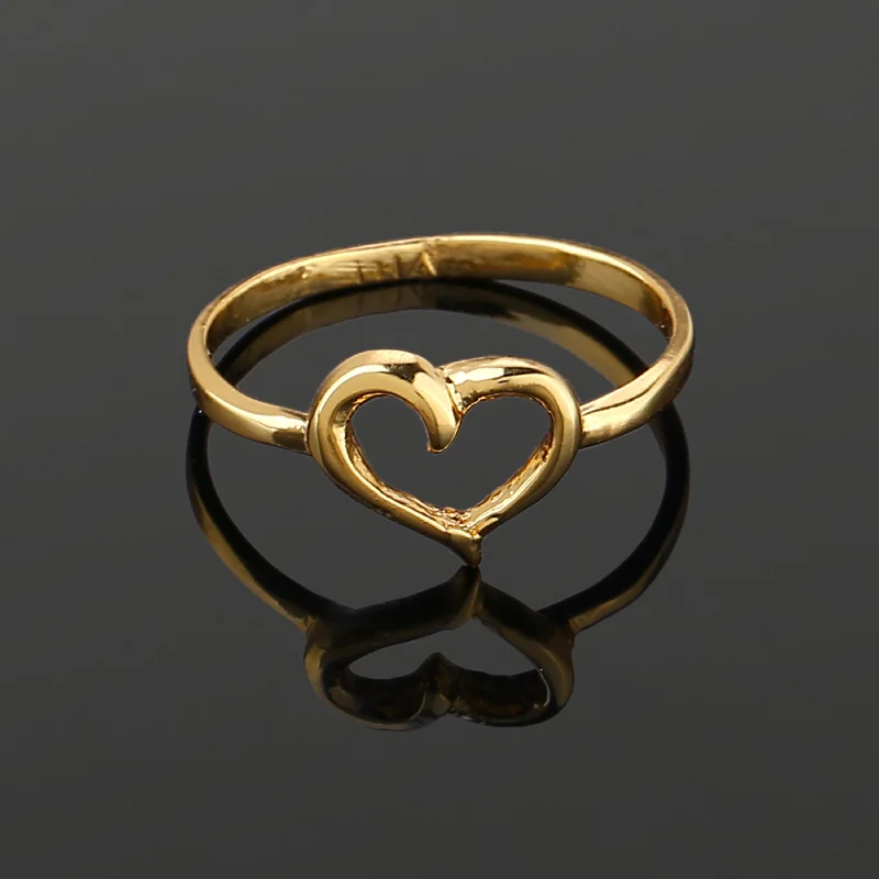 Estele Gold Plated Heart Shaped Finger Ring for Women