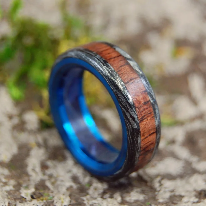 Men's silicone fitness rings for active lifestylesThe Future Keeps Coming | Men's Hawaiian Koa Wood & M3 Wedding Ring