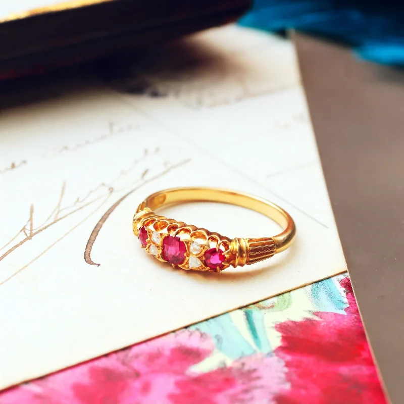 Women's Rings with Birthstones for a Personalized TouchBless'd Antique Ruby & Diamond Ring Women's Rings with Birthstones for a Personalized TouchBless'd Antique Ruby & Diamond Ring