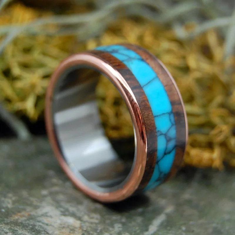Men's music - note rings for musiciansAmerican Explorer | Men's Turquoise, Redwood & Copper Wedding Ring