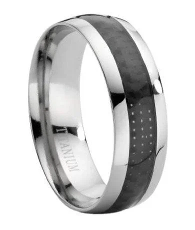 Men's ruby - adorned rings for a bold red colorTitanium Ring with Carbon Fiber Inlay -7.9mm Men's ruby - adorned rings for a bold red colorTitanium Ring with Carbon Fiber Inlay -7.9mm