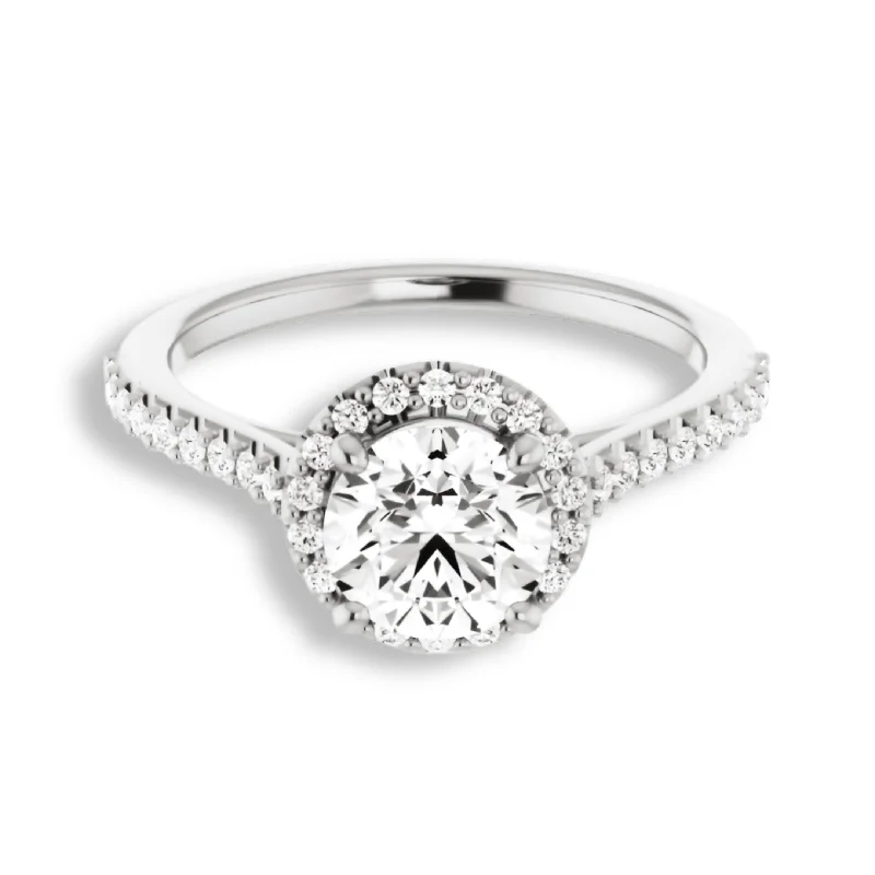 Men's Sapphire Engagement Rings in 18K White Gold with Pave Diamond AccentsRound Diamond Halo Engagement Ring Men's Sapphire Engagement Rings in 18K White Gold with Pave Diamond AccentsRound Diamond Halo Engagement Ring