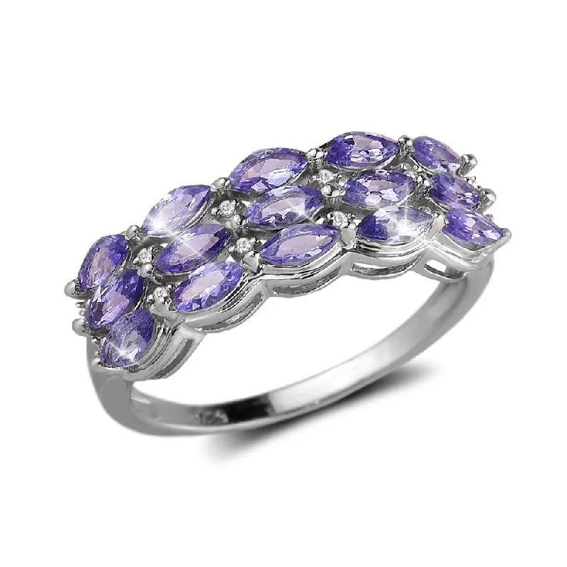 Engagement - Inspired Women's Rings with a Halo of Small DiamondsTamia Tanzanite Ring Engagement - Inspired Women's Rings with a Halo of Small DiamondsTamia Tanzanite Ring