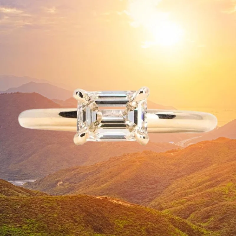 Women's Solitaire Diamond Rings with Round - Cut Diamonds and Platinum Settings for an Elegant Engagement1.05ct Emerald Cut Champagne Diamond East-West 4 Prong Solitaire in 14k Yellow Gold Women's Solitaire Diamond Rings with Round - Cut Diamonds and Platinum Settings for an Elegant Engagement1.05ct Emerald Cut Champagne Diamond East-West 4 Prong Solitaire in 14k Yellow Gold