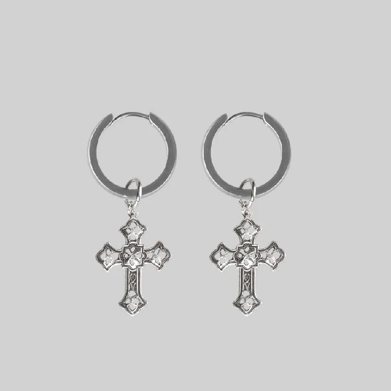 Minimalist hoop earringsEVA. Cut Out Cross Earrings