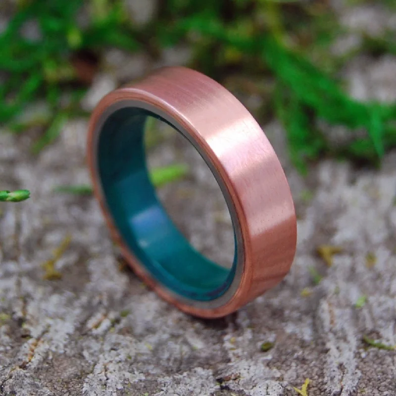 Men's skull - shaped rings for a gothic styleFlat Copper Moxie | Men's Jade, Copper & Titanium Wedding Ring
