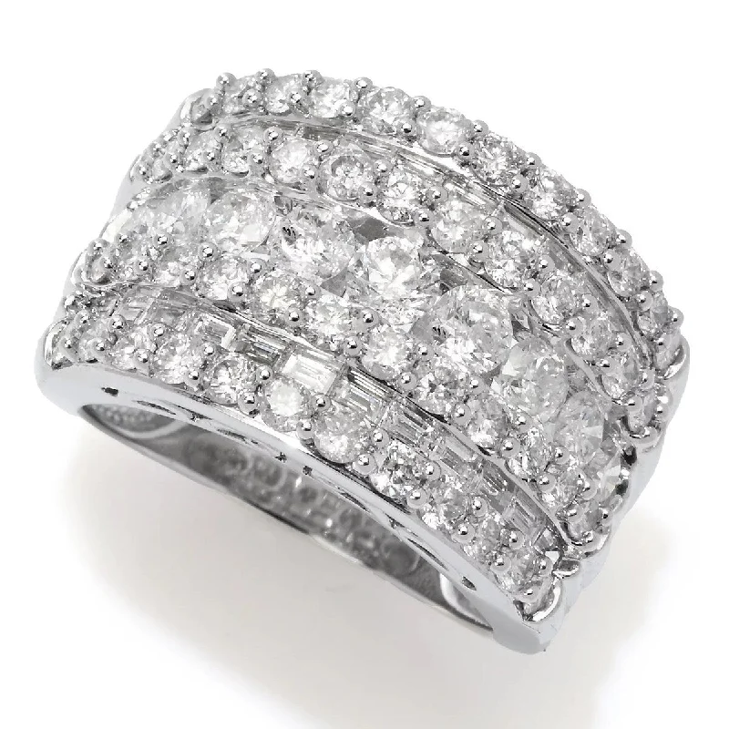 Three - Stone Women's Diamond Rings Symbolizing Past, Present, and Future with Emerald - Cut Diamonds14K White Gold 3.01ctw Tapered Baguette & Round Diamond Ring Three - Stone Women's Diamond Rings Symbolizing Past, Present, and Future with Emerald - Cut Diamonds14K White Gold 3.01ctw Tapered Baguette & Round Diamond Ring