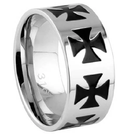 Men's adjustable - size rings for a perfect fitStainless Steel Iron Cross Ring-10mm Men's adjustable - size rings for a perfect fitStainless Steel Iron Cross Ring-10mm