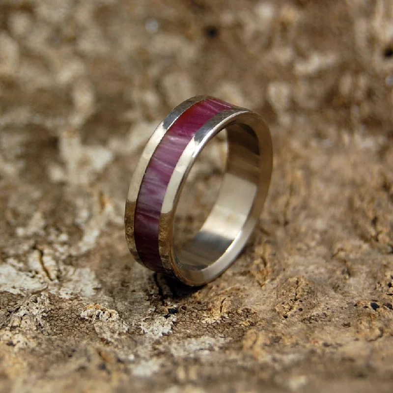 Tennis - Style Women's Rings with a Row of Round Diamonds in PlatinumWine Marbled | Men's Light Purple Resin & Titanium Wedding Ring Tennis - Style Women's Rings with a Row of Round Diamonds in PlatinumWine Marbled | Men's Light Purple Resin & Titanium Wedding Ring