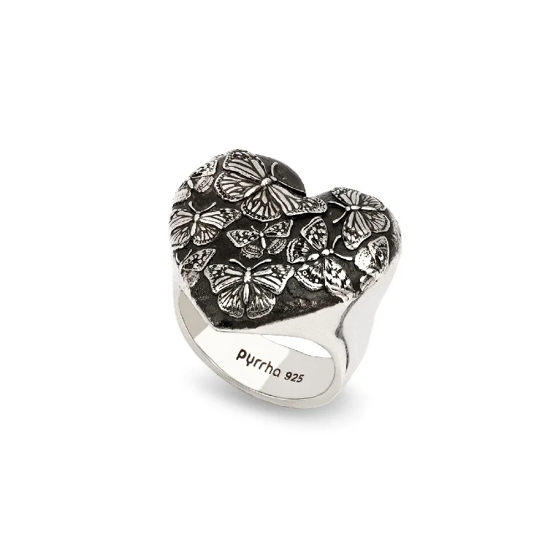 Enamel - Coated Women's Rings in Bright, Bold ColorsButterfly Large Puffed Heart Signet Ring Enamel - Coated Women's Rings in Bright, Bold ColorsButterfly Large Puffed Heart Signet Ring