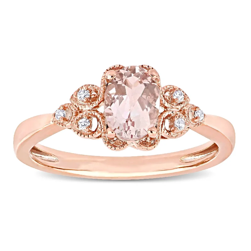 Women's Diamond Rings with Sapphire Accents in Blue for a Colorful and Sophisticated TouchMiadora 10k Rose Gold Oval-Cut Morganite and Diamond Accent Vintage Ring Women's Diamond Rings with Sapphire Accents in Blue for a Colorful and Sophisticated TouchMiadora 10k Rose Gold Oval-Cut Morganite and Diamond Accent Vintage Ring