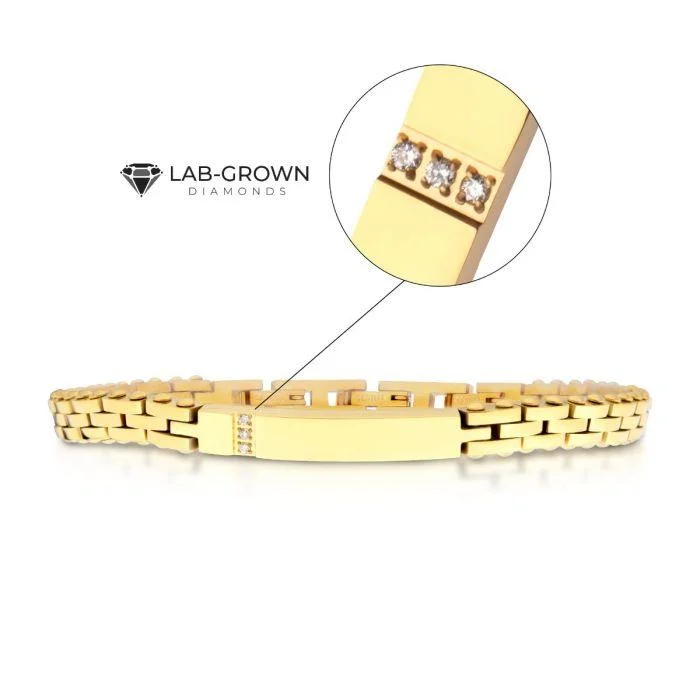 Men's high - quality handmade rings for artisanal appealTrim Cut with Genuine Lab-Grown Clear Diamonds Tennis 18K Gold IP Bracelet Men's high - quality handmade rings for artisanal appealTrim Cut with Genuine Lab-Grown Clear Diamonds Tennis 18K Gold IP Bracelet