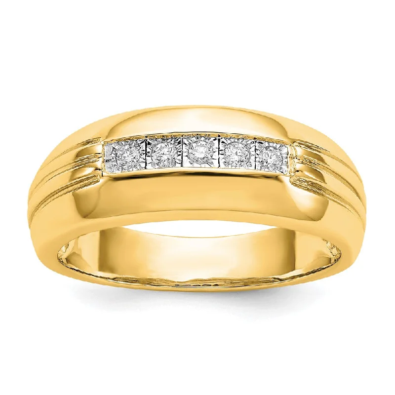 Men's glow - in - the - dark rings for a fun effect14K Yellow Gold Diamond 5-stone Mens Ring