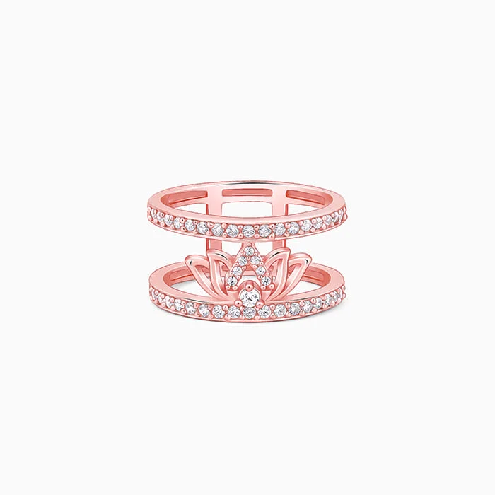 Boho - Style Women's Rings with Turquoise and Leather AccentsRose Gold Gulabi Kamal Ring Boho - Style Women's Rings with Turquoise and Leather AccentsRose Gold Gulabi Kamal Ring