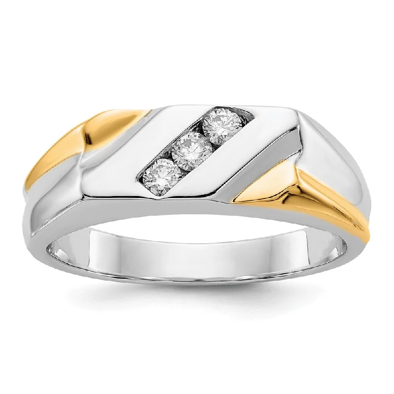 Men's turquoise - inlaid rings for a southwestern feel14k Two-tone Gold Diamond Mens Ring