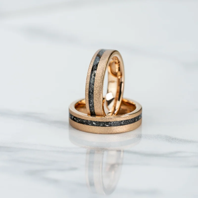 Vintage - Inspired Filigree - Design Women's Rings in Sterling Silver"Dionysus" Sandblasted Tungsten Carbide Ring- Womens Rose Gold w/ Meteorite- 5mm Vintage - Inspired Filigree - Design Women's Rings in Sterling Silver"Dionysus" Sandblasted Tungsten Carbide Ring- Womens Rose Gold w/ Meteorite- 5mm