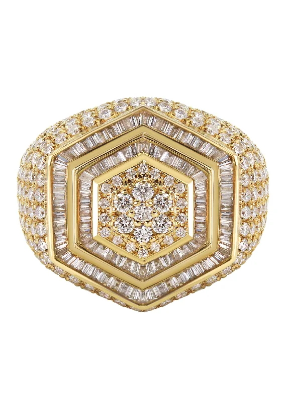 Cathedral - Style Women's Diamond Rings with a Raised Center Setting and Elaborate MetalworkMens Diamond Ring | 2.83 Carats | 13.29 Grams