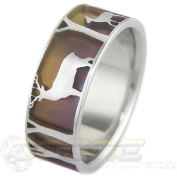Titanium Rings with a Floral - Engraved ShankDeer Hunter