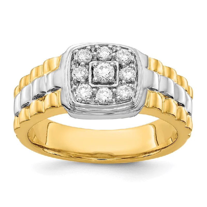 Men's polished brass rings with a warm glow14k Two-tone Gold Two-tone Diamond Mens Ring