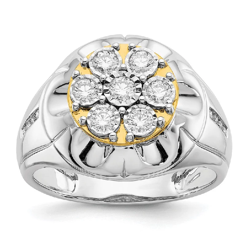Men's high - quality handmade rings for artisanal appeal14K Two-tone Gold  Diamond Mens Ring