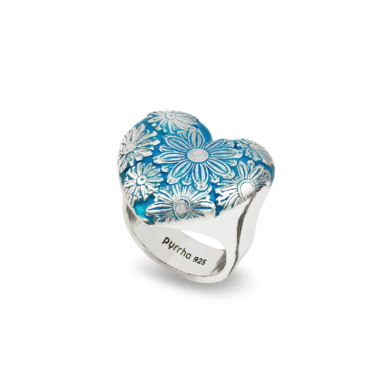 Statement - Making Cocktail Rings for Women with Large Cubic ZirconiaDaisy Large Puffed Heart Signet Ring - Capri Blue Statement - Making Cocktail Rings for Women with Large Cubic ZirconiaDaisy Large Puffed Heart Signet Ring - Capri Blue