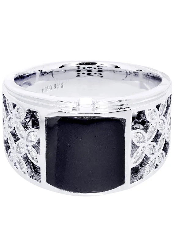 Princess - Cut Women's Diamond Rings in White Gold with a High - Clarity Diamond for a Modern LookWhite Gold Mens Diamond Ring| 0.23 Carats| 13.7 Grams