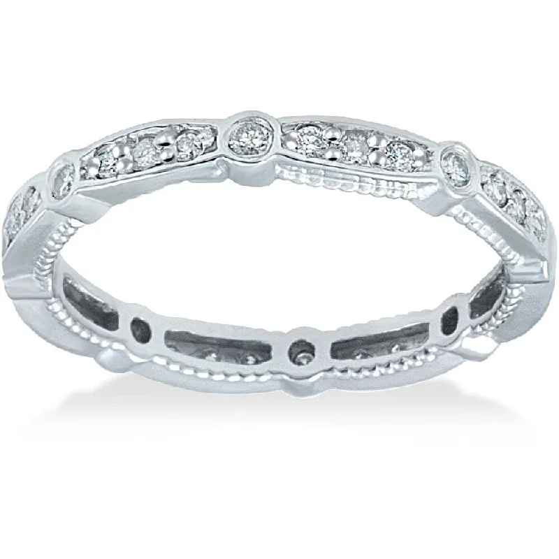 Pear - Shaped Women's Diamond Rings in Yellow Gold with a Single - Diamond Pendant Look14k White Gold 3/8ct TDW Vintage Diamond Eternity Ring Pear - Shaped Women's Diamond Rings in Yellow Gold with a Single - Diamond Pendant Look14k White Gold 3/8ct TDW Vintage Diamond Eternity Ring