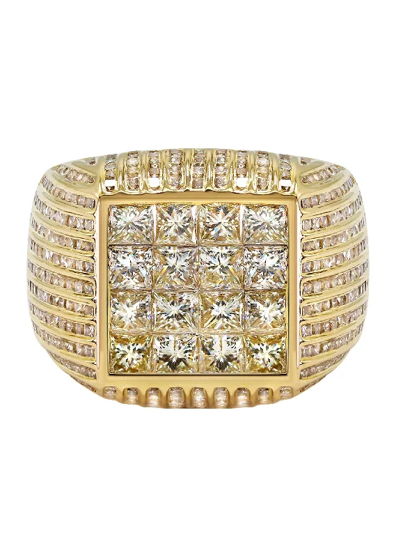 Art Deco - Inspired Women's Diamond Rings with Geometric Designs and Baguette - Cut DiamondsMens Diamond Ring | 6.91 Carats | 14.42 Grams