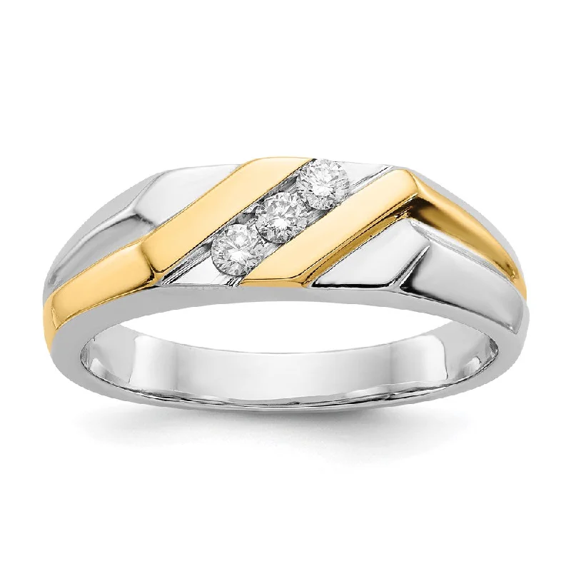 Men's emerald - encrusted rings for a rich green tone14k Two-tone Gold Diamond Mens Ring