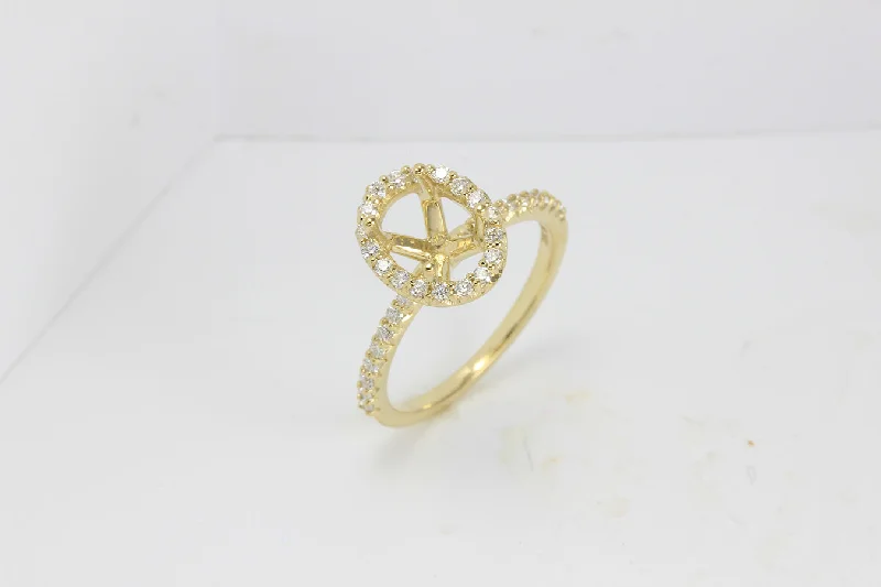 Cathedral - Style Women's Diamond Rings with a Raised Center Setting and Elaborate MetalworkMalakan 14K Yellow Gold .37ctw Oval Halo Style Diamond Semi-Mount Engagement Ring Cathedral - Style Women's Diamond Rings with a Raised Center Setting and Elaborate MetalworkMalakan 14K Yellow Gold .37ctw Oval Halo Style Diamond Semi-Mount Engagement Ring