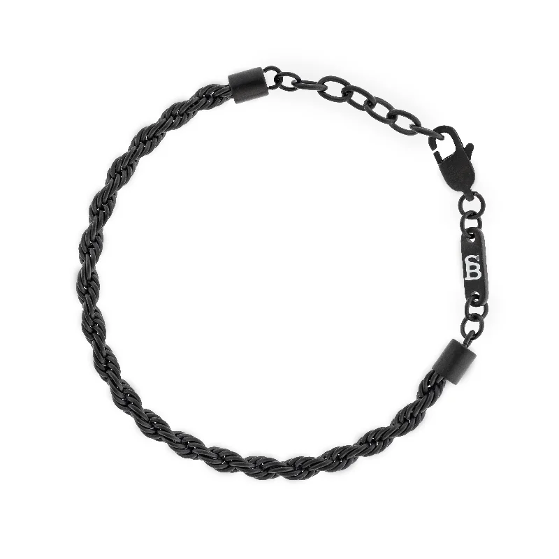 Men's Citrine Engagement Rings in Stainless Steel with a Stackable Band DesignBlack Edition Helix 4mm Chain Bracelet Adjustable B-HEL02-40E50U-TU