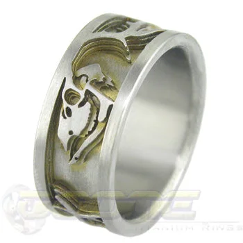 Two - Tone Titanium Rings Combining Silver and BlackDeer Skulls