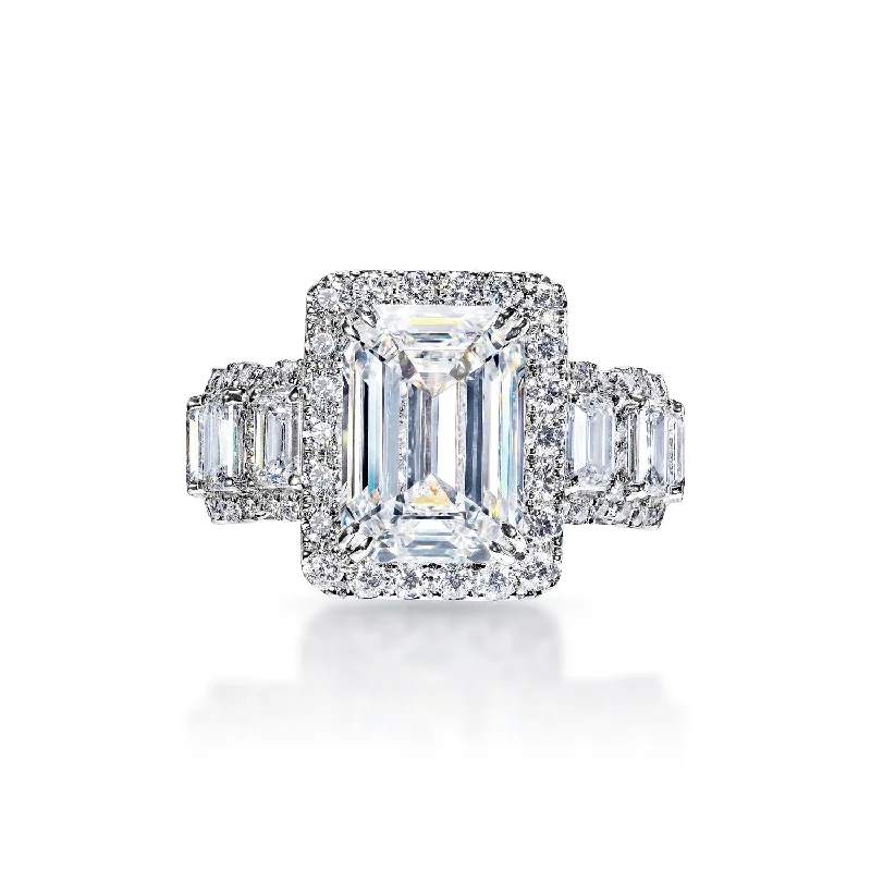 Women's Diamond Rings with Opal Inlays and Diamond Accents for a Mysterious and Iridescent LookAllison 8 Carat G VVS1 Emerald Cut Diamond Engagement Ring in 18k White Gold Women's Diamond Rings with Opal Inlays and Diamond Accents for a Mysterious and Iridescent LookAllison 8 Carat G VVS1 Emerald Cut Diamond Engagement Ring in 18k White Gold
