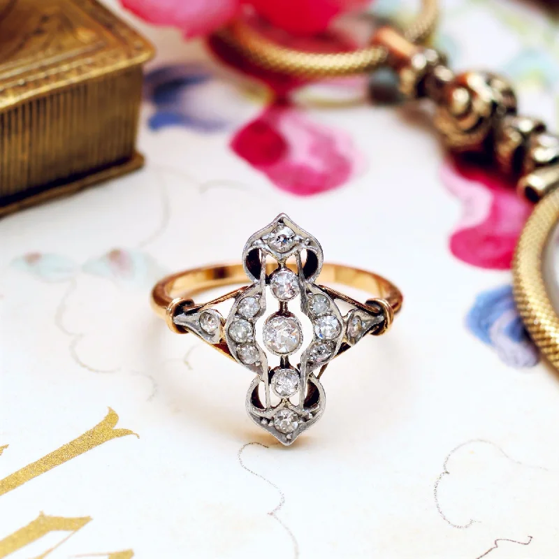 Diamond - Encrusted Women's Rings for Special Occasions in 18K GoldLoveliest Charm! Fine Vintage Diamond Panel Ring Diamond - Encrusted Women's Rings for Special Occasions in 18K GoldLoveliest Charm! Fine Vintage Diamond Panel Ring