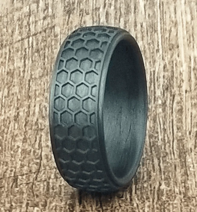 Men's spinning rings for fidget - friendly useHornet Black Carbon Fiber Men's Ring - 9mm Men's spinning rings for fidget - friendly useHornet Black Carbon Fiber Men's Ring - 9mm