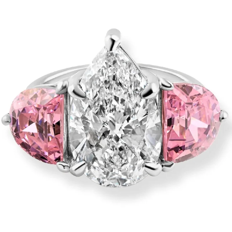 Pear - Shaped Women's Diamond Rings in Yellow Gold with a Single - Diamond Pendant LookCertified 15.40Ct Pear Shape Diamond Pink Topaz Engagement Ring Gold Lab Grown Pear - Shaped Women's Diamond Rings in Yellow Gold with a Single - Diamond Pendant LookCertified 15.40Ct Pear Shape Diamond Pink Topaz Engagement Ring Gold Lab Grown