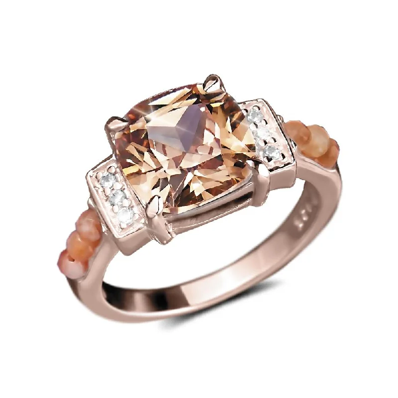 Tennis - Style Women's Rings with a Row of Round Diamonds in PlatinumPeach Rose Ring Tennis - Style Women's Rings with a Row of Round Diamonds in PlatinumPeach Rose Ring