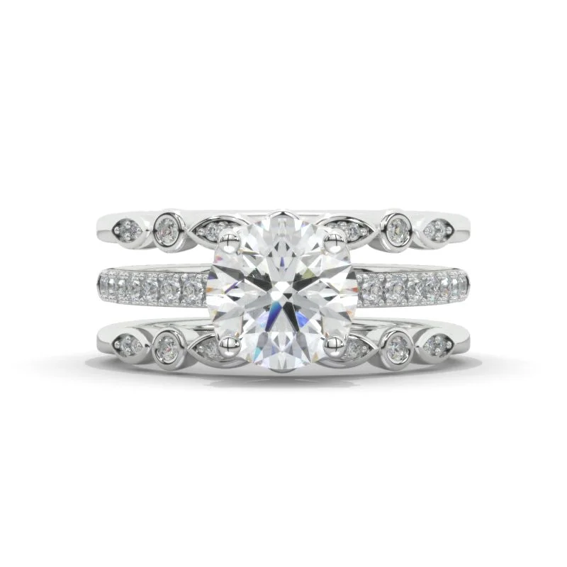 Men's Sapphire Engagement Rings in 18K White Gold with Pave Diamond Accents14K White Gold 2 Carat Round Cut Moissanite Engagement Ring Eternity Ring Set Men's Sapphire Engagement Rings in 18K White Gold with Pave Diamond Accents14K White Gold 2 Carat Round Cut Moissanite Engagement Ring Eternity Ring Set