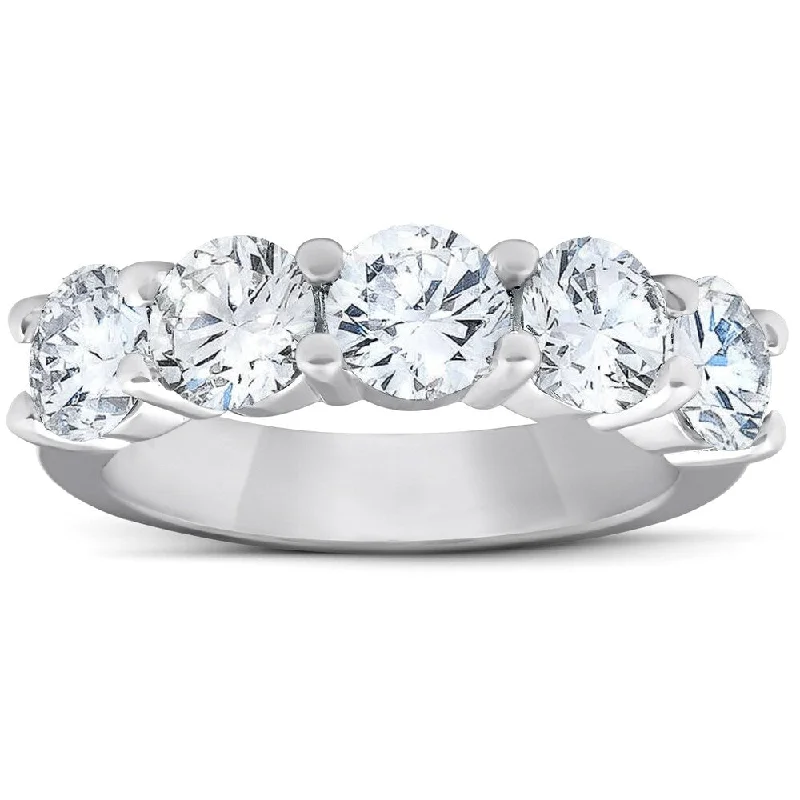 Women's Diamond Rings with Opal Inlays and Diamond Accents for a Mysterious and Iridescent Look2 3/4 Ct Five Stone Diamond Wedding Ring 14k White Gold Women's Diamond Rings with Opal Inlays and Diamond Accents for a Mysterious and Iridescent Look2 3/4 Ct Five Stone Diamond Wedding Ring 14k White Gold