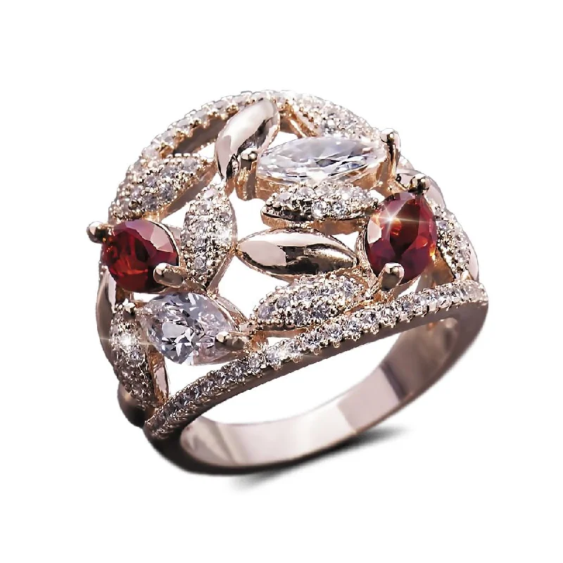 Engagement - Inspired Women's Rings with a Halo of Small DiamondsFever Rose Ring