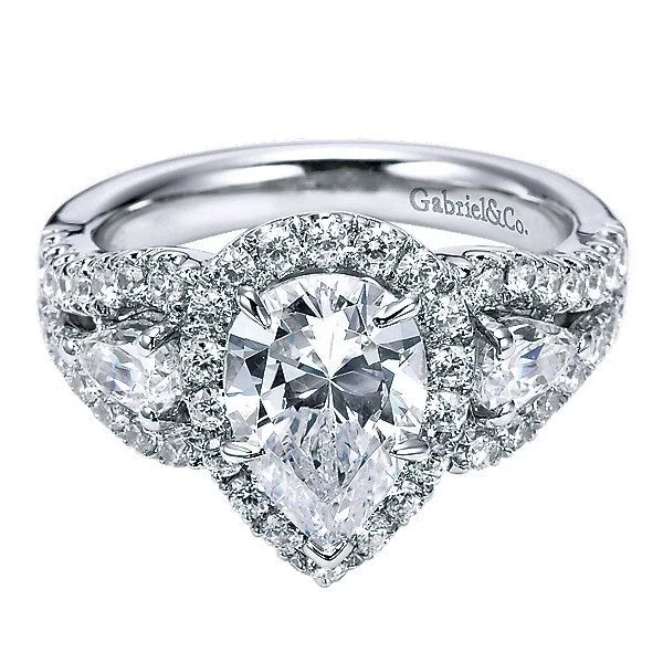Men's Topaz Engagement Rings in 10K Gold with a Channel - Set Diamond Band3-Stone Pear Shaped Halo Diamond Ring 1.14Cttw 14K White Gold Men's Topaz Engagement Rings in 10K Gold with a Channel - Set Diamond Band3-Stone Pear Shaped Halo Diamond Ring 1.14Cttw 14K White Gold