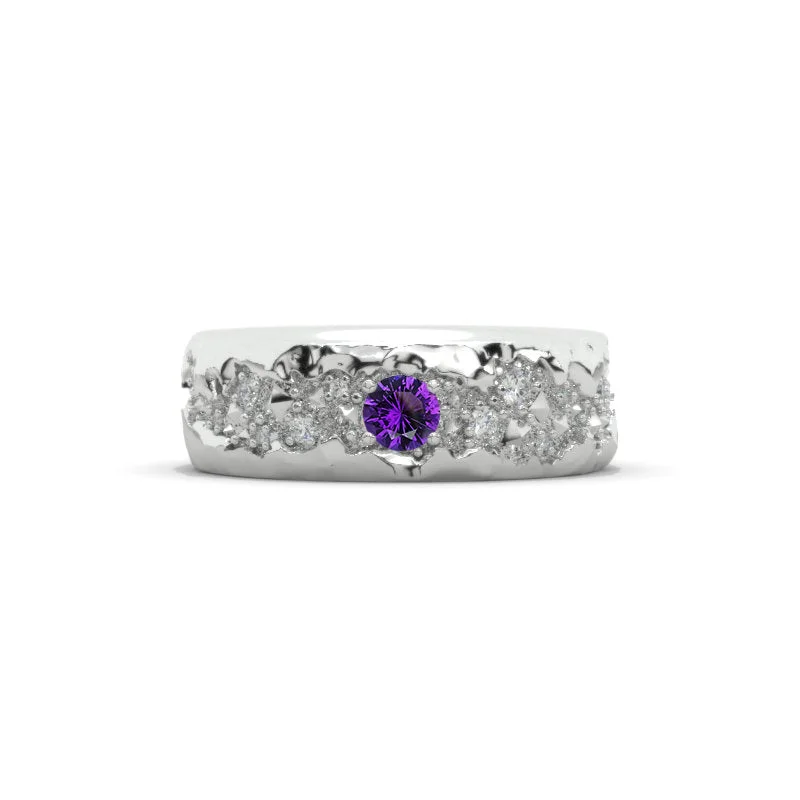 Men's sports - team logo rings for fansGrand Canyon 0.6 CTW Natural Amethyst Men's Ring 14K White Gold Ring Men's sports - team logo rings for fansGrand Canyon 0.6 CTW Natural Amethyst Men's Ring 14K White Gold Ring